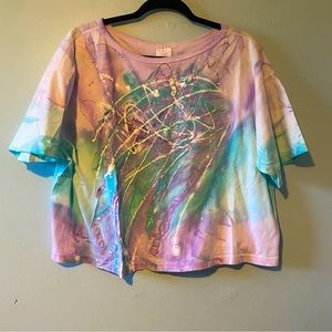 80s T Shirt Hand Painted Tie Dye One Size